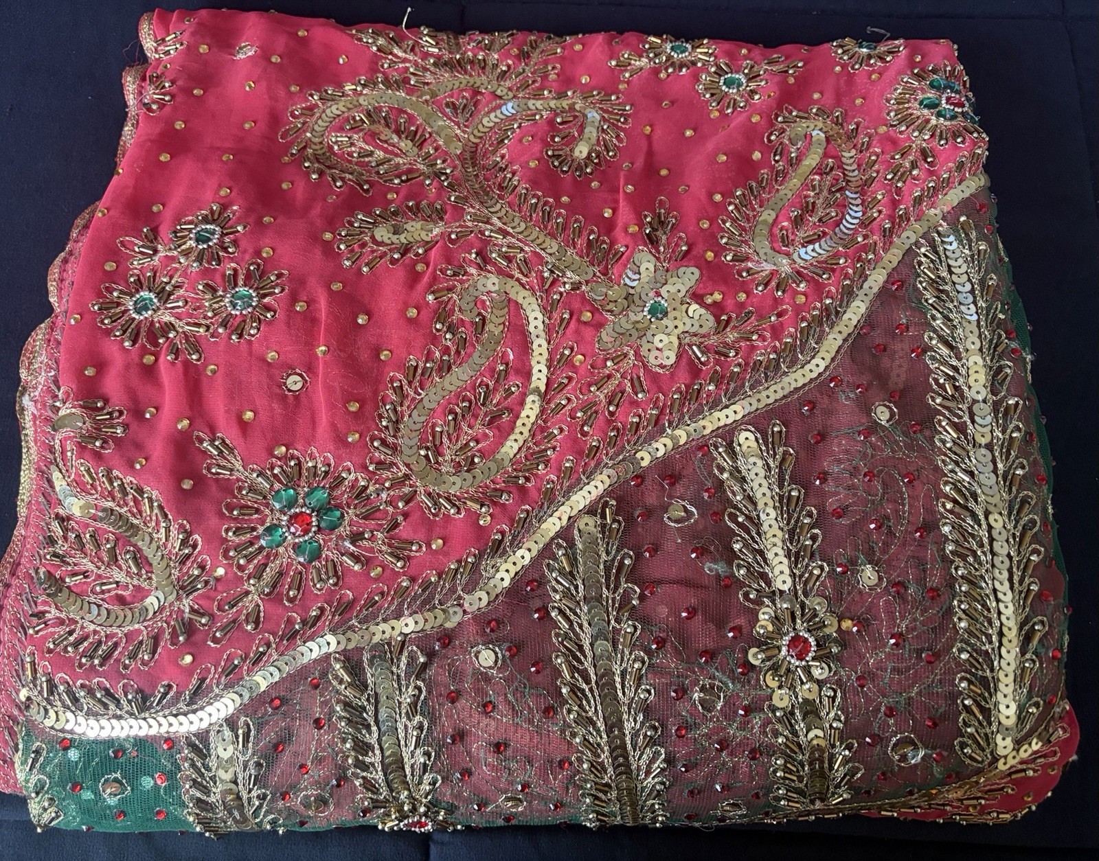 Indian party wear wedding gergette saree in coreal pink.