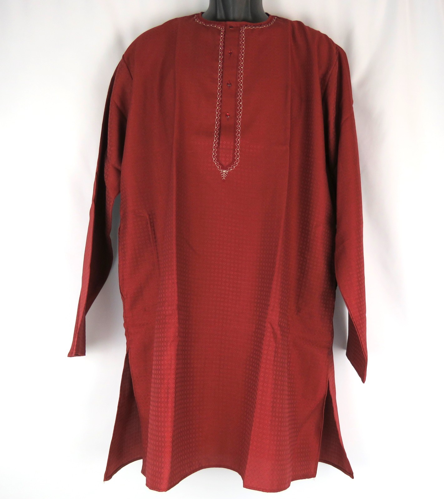 Art India Traditional ETHNIC WEAR KURTA Pajama Red Round Neck Button Size 42
