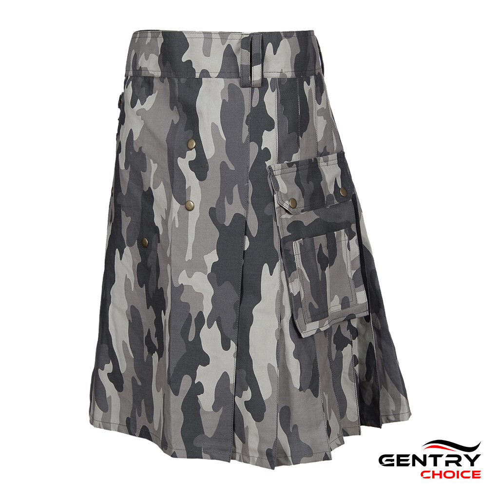 Scottish Utility Kilt Camouflage Army Grey Men Highlanders Modern Kilt Costumes