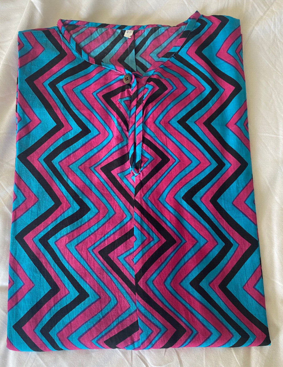 Kaftan Cotton Blue Pink Black Chevron Women Men Unisex New Light Weight Long