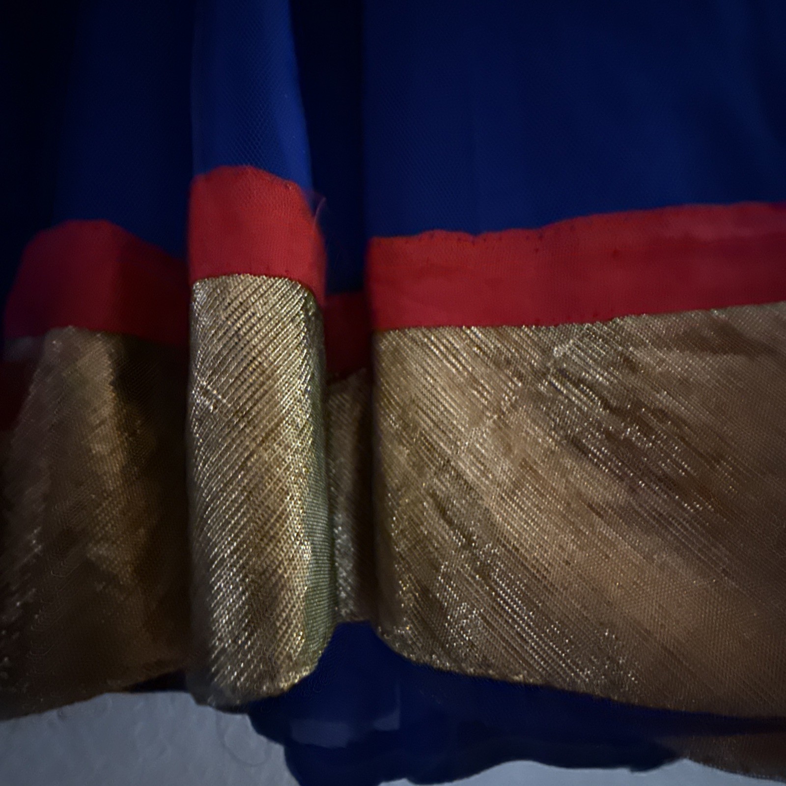Handmade Anarkali Style Formal Dress Royal Blue Beaded Rhinestone S-M NWOT
