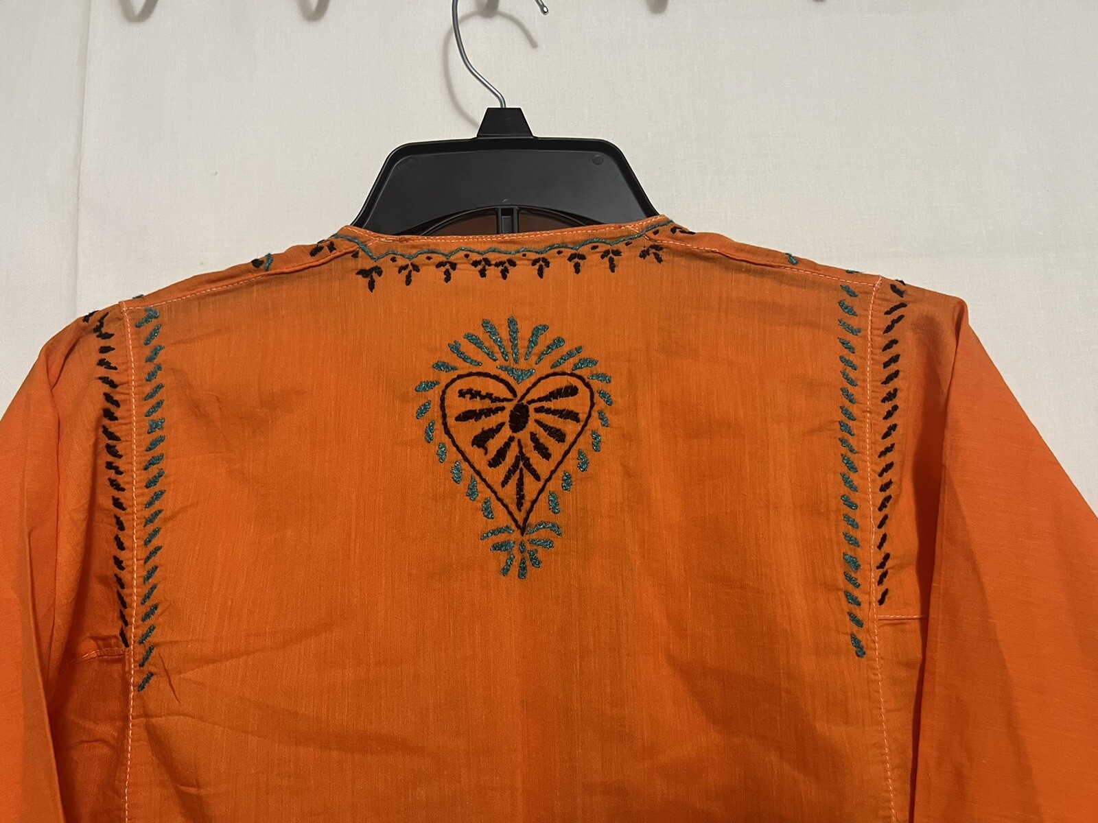 Orange Women Kurti Kurta Ethnic Sz Small Embroidered Tunic Dress Indian 0068
