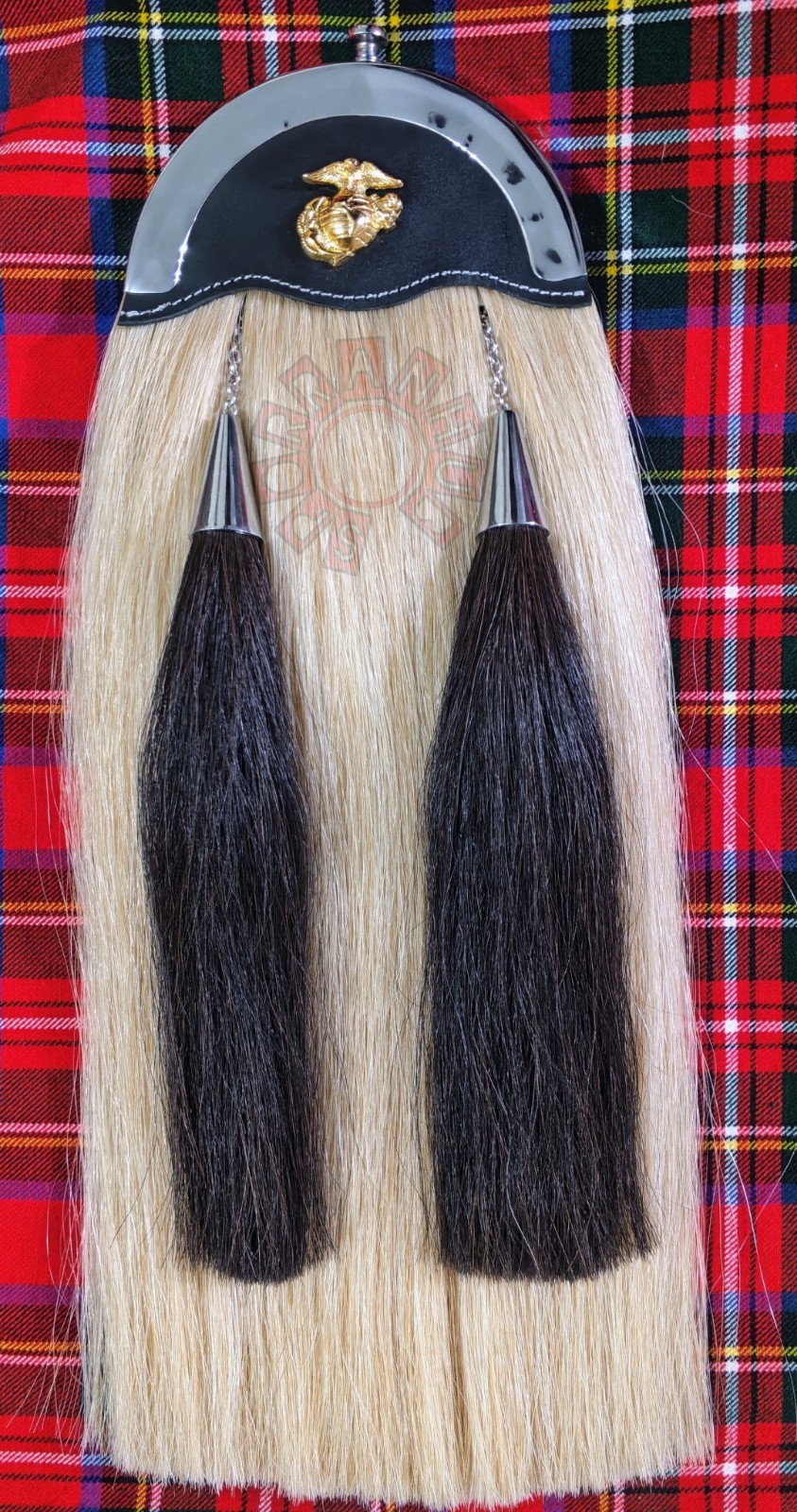 ​US Marine Corps Horsehair Sporran – Handmade Scottish Kilt Bag with EGA Emblem