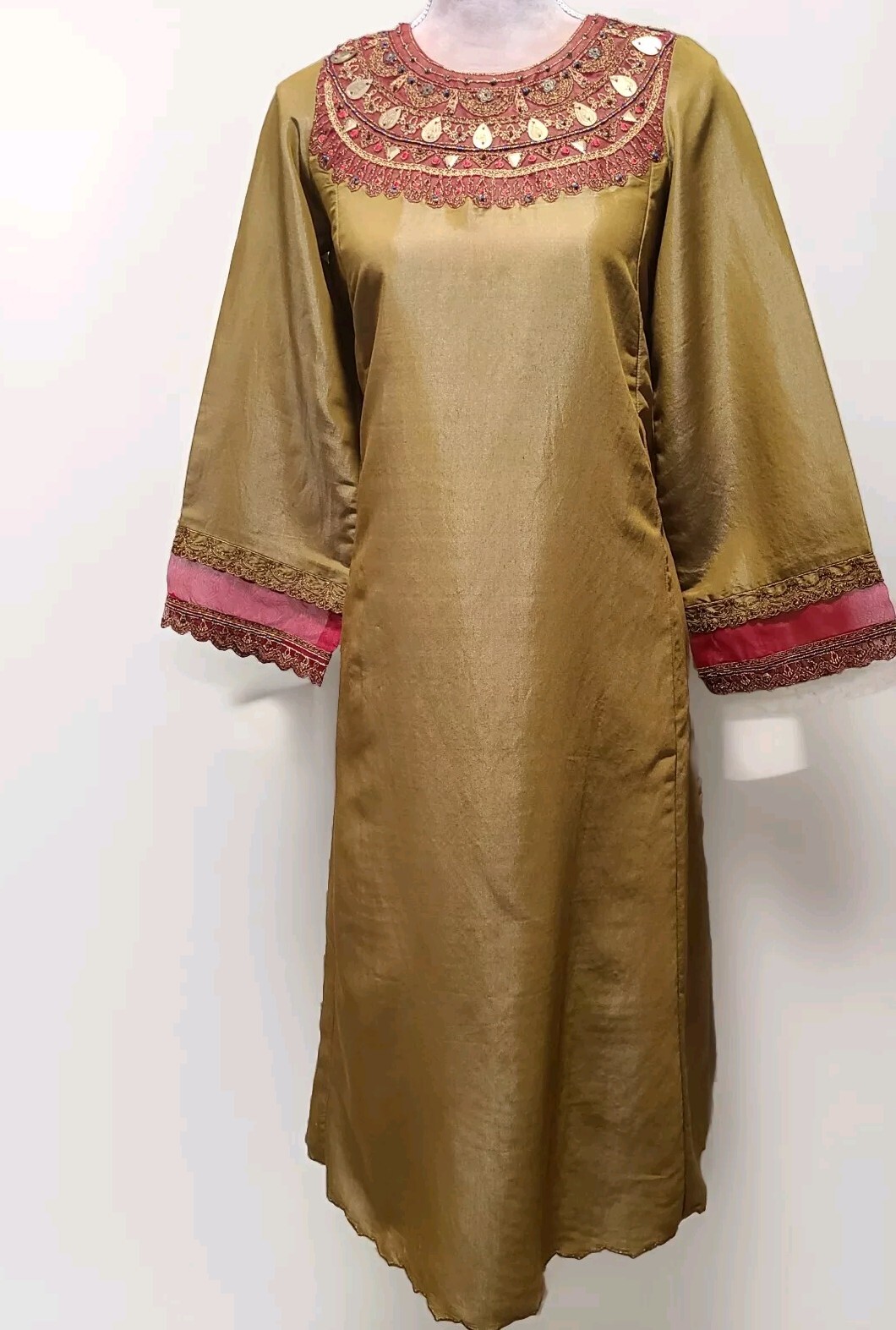 Pakistani Indian Long Shirt Kurti Kameez Silk Embroidery Evening Party Wear