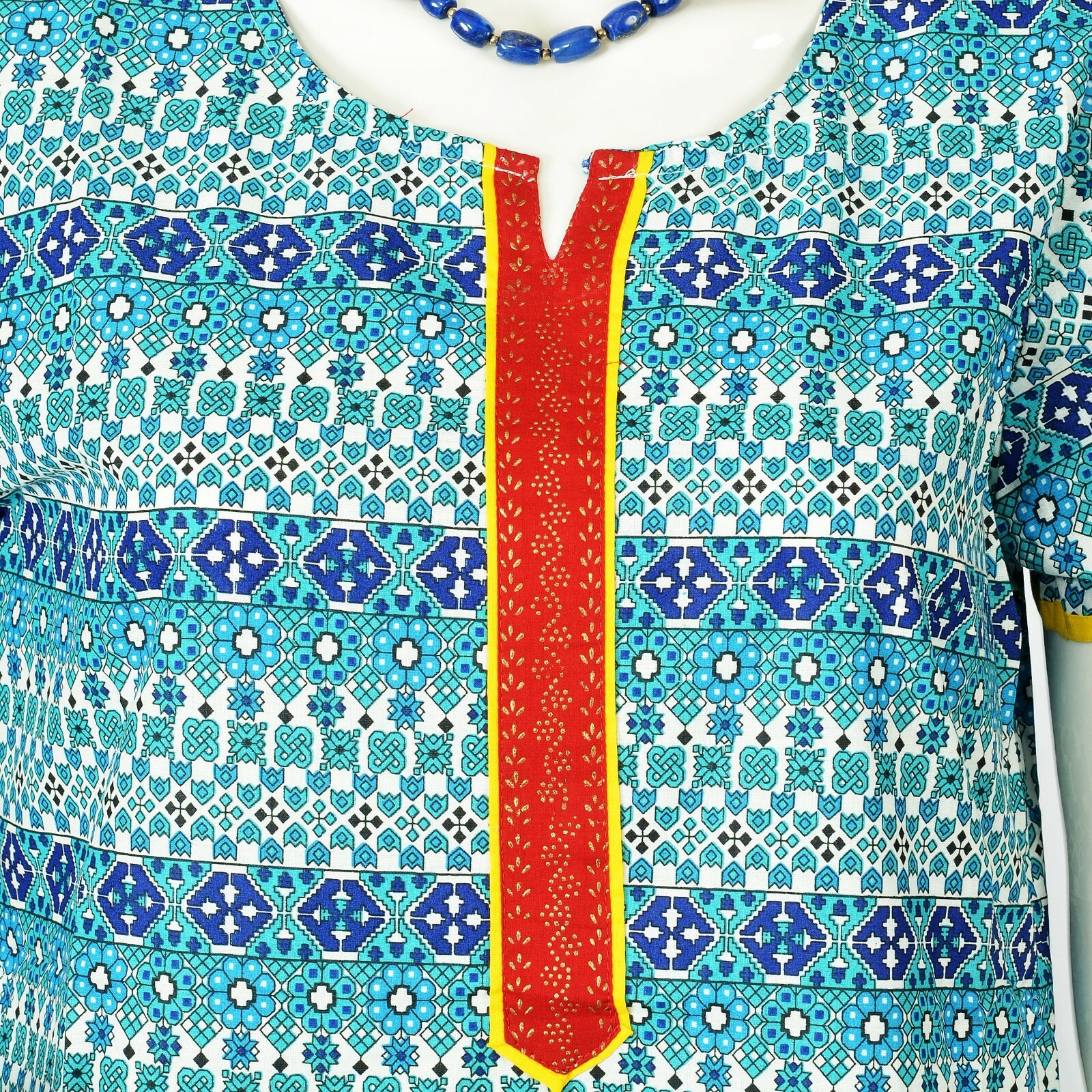 Srishti XL-107cm 100% Cotton Kurta /Mughal Inspired Geometric Print/FREE SHIP