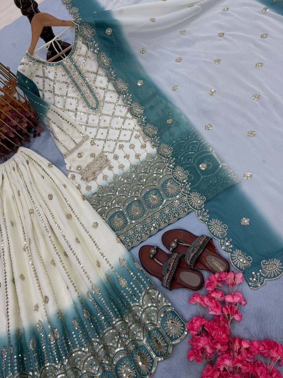 Latest Collection Heavy Star Georgette Kurta Palazzo With Dupatta For Women