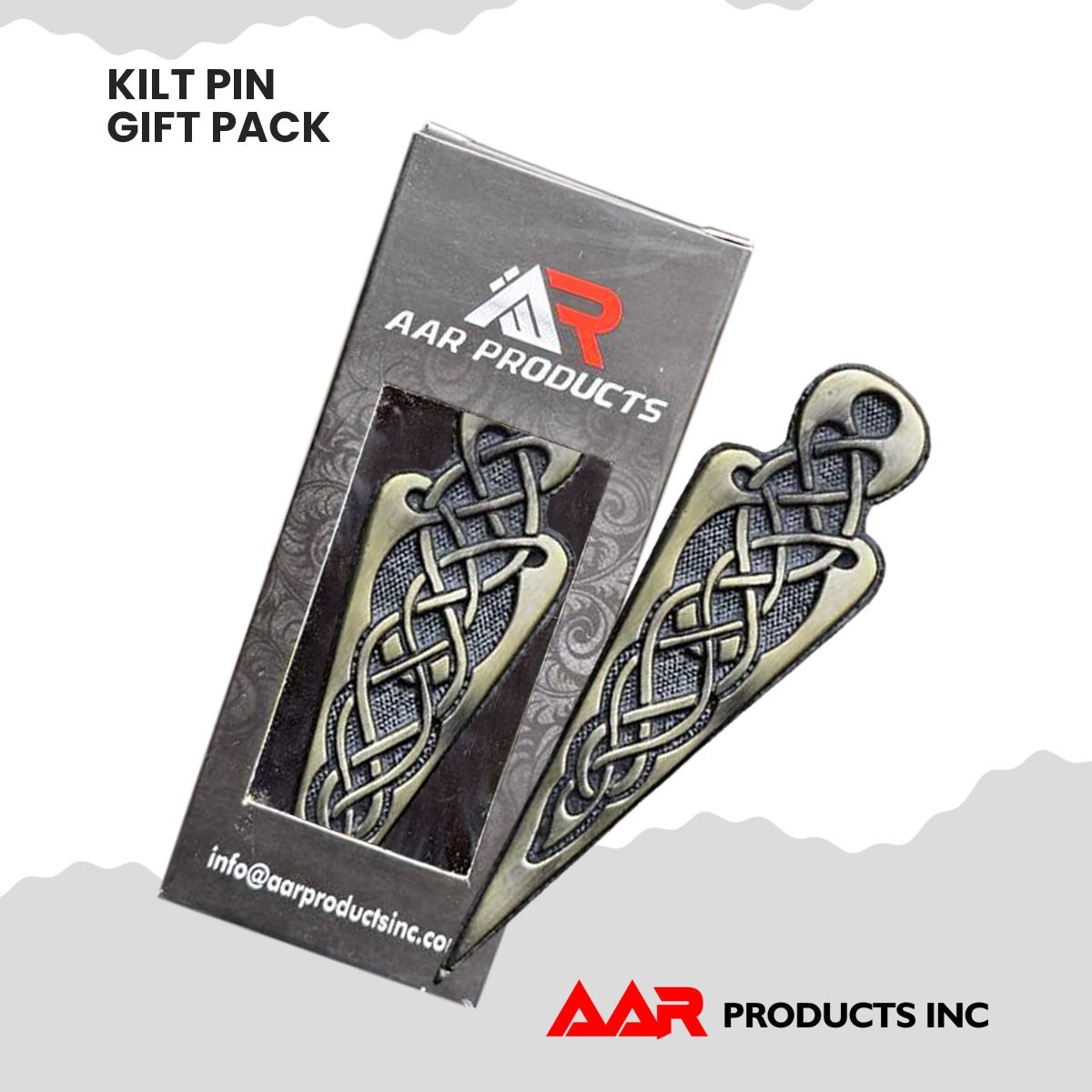 New Scottish Kilt Pin Celtic Knot Antique AAR Brand Crest Design Brass Finish 4″