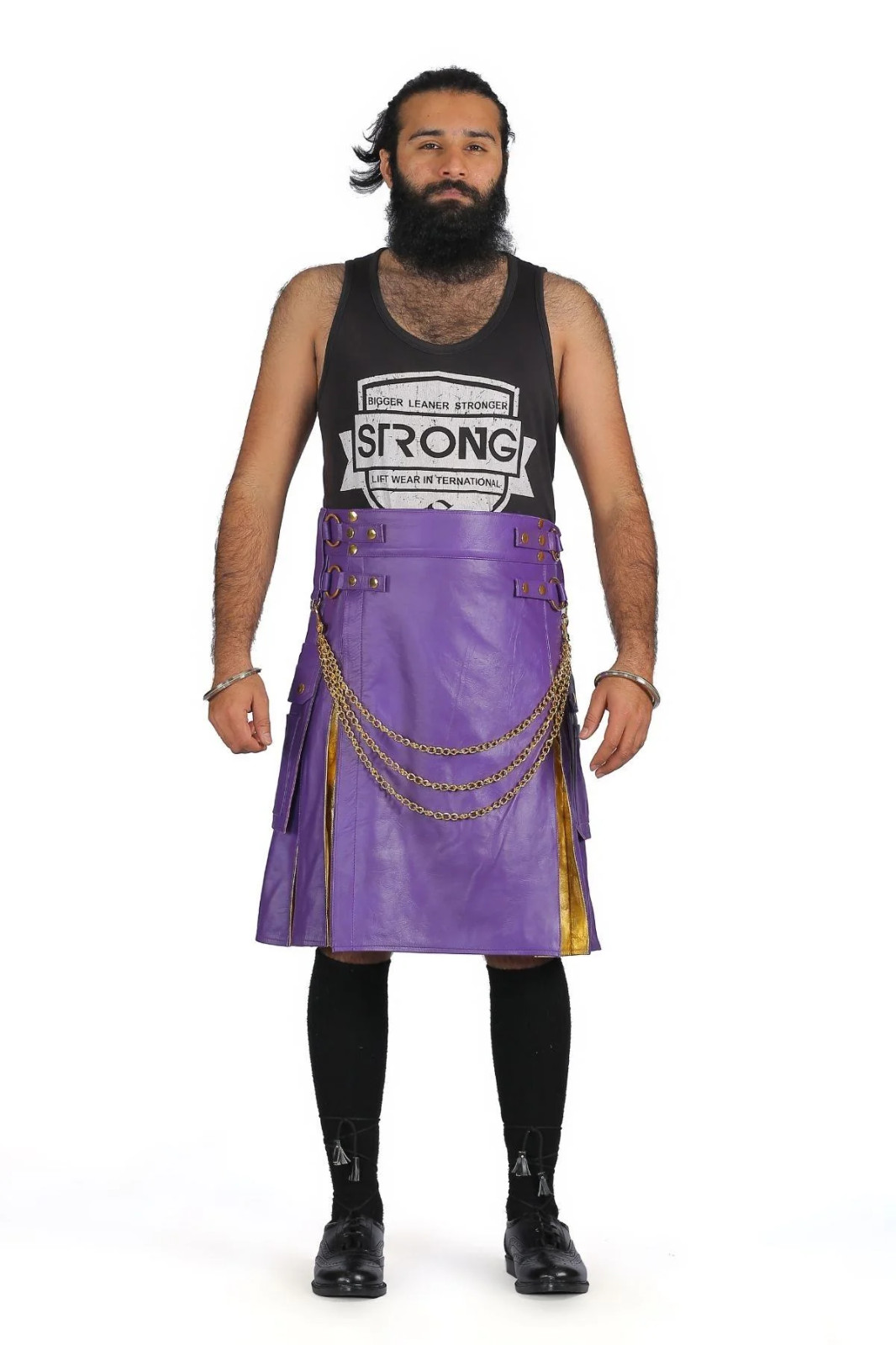 Trendy Unisex Two Toned Hybrid Leather Kilt