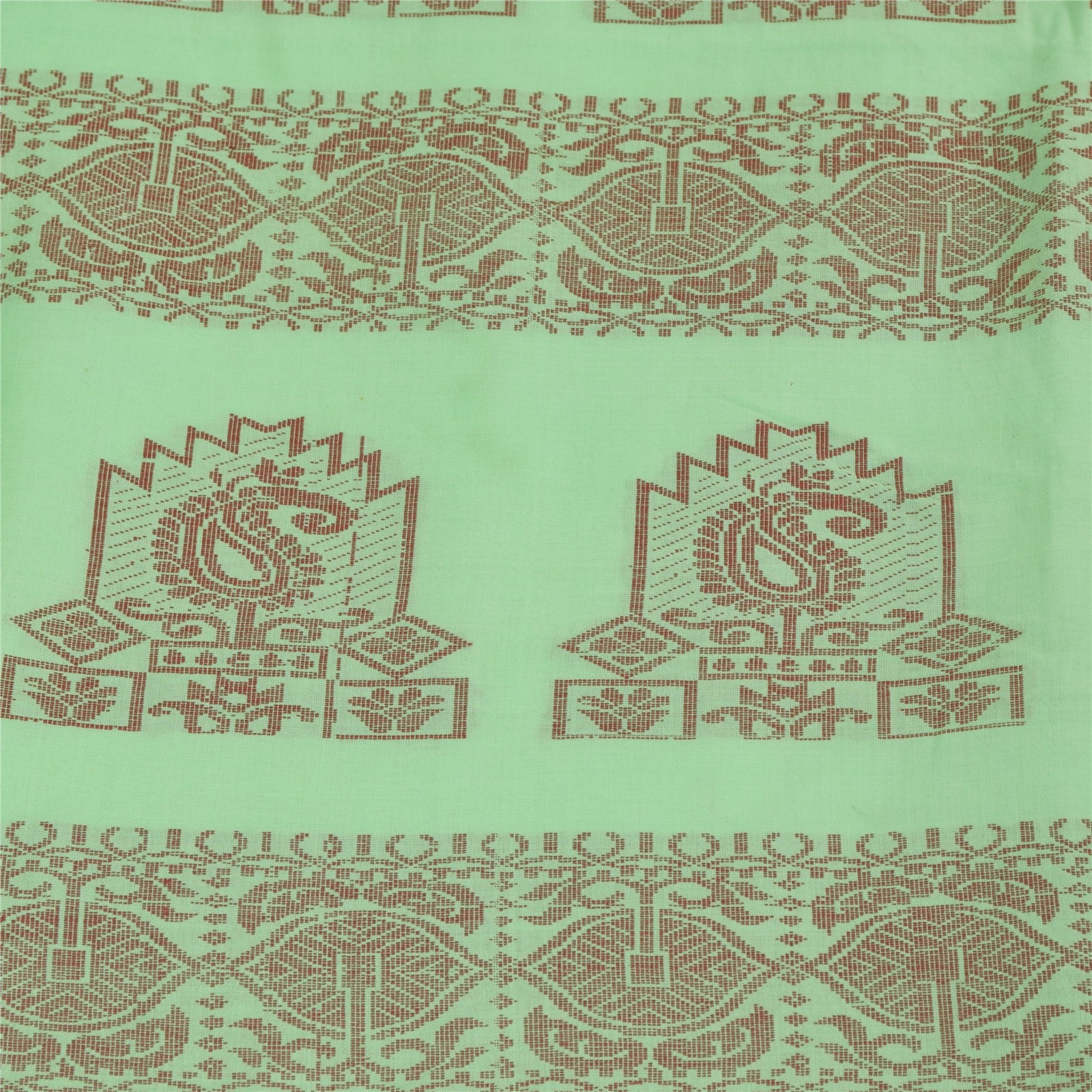 Sanskriti Vintage Sarees Begumpuri Pista Green Handwoven Pure Cotton Sari Fabric