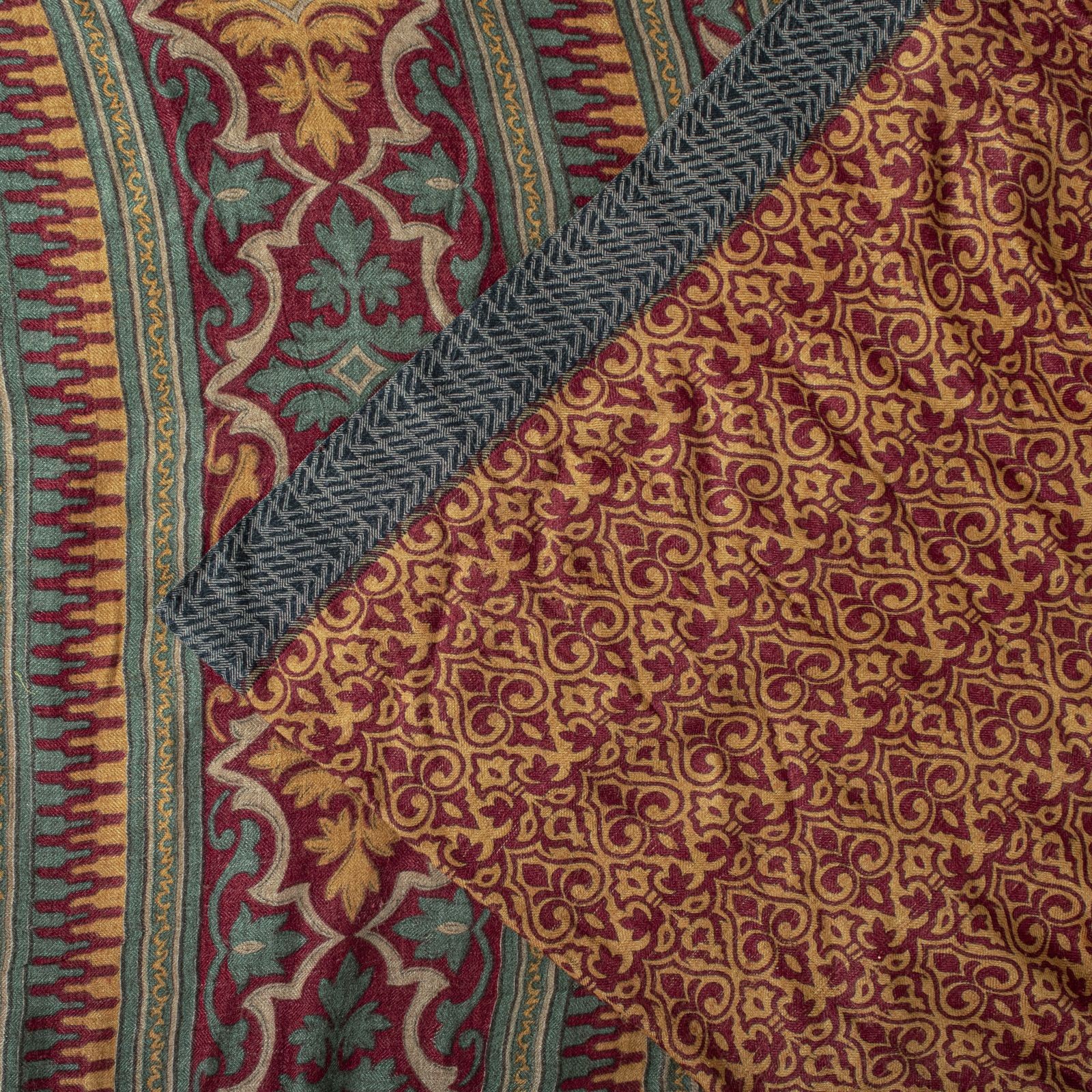 Sanskriti Vintage Soft Pure Woolen Saree Floral Printed Sari 5.5+Yd Fabric