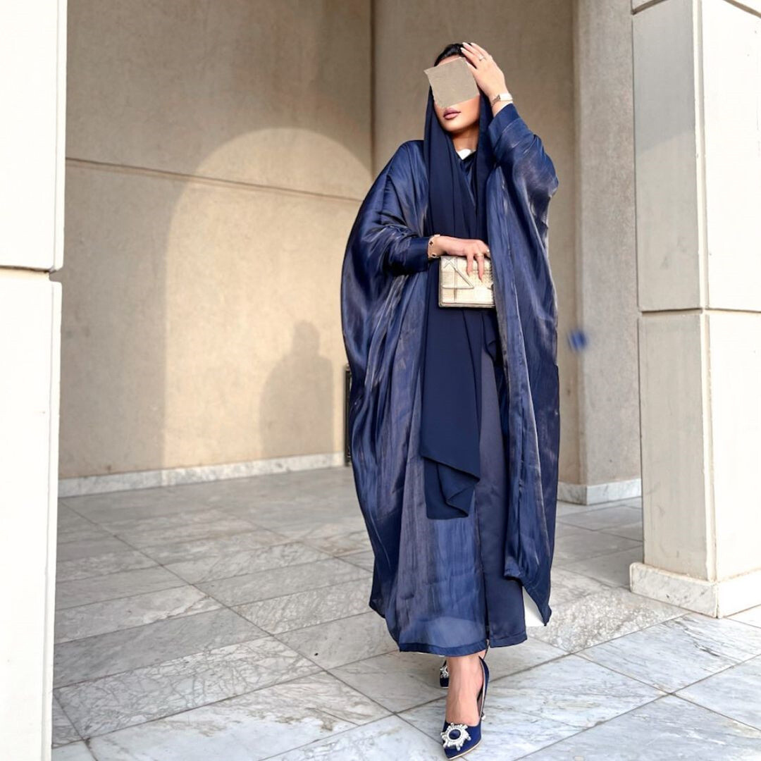 Shiny Kimono Sleeve Abaya Ethnic Dress Dubai Party Cardigan Robe Women Clothes