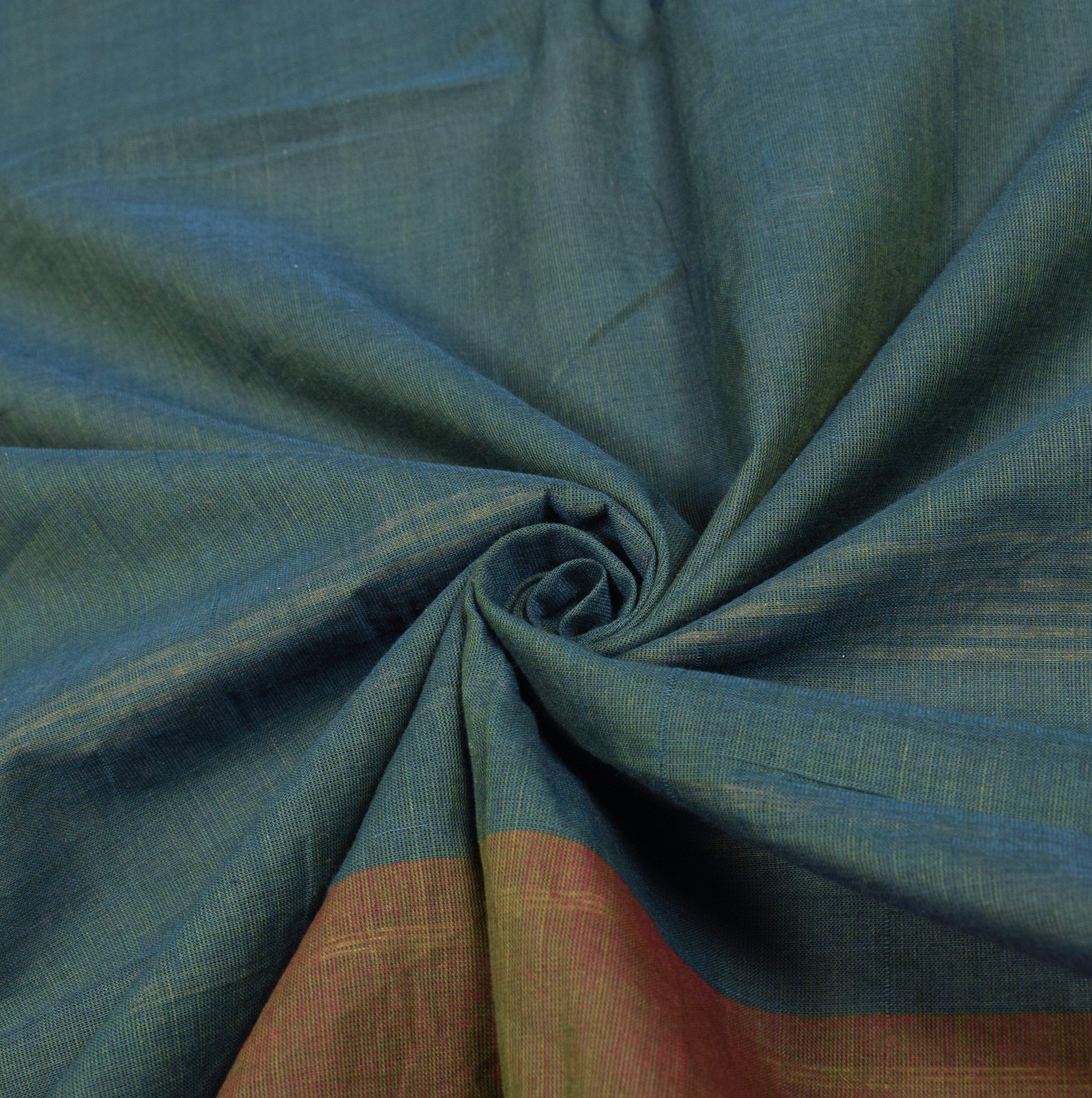Sushila Vintage Pure Cotton Handloom Saree Dark Green Stripes Deer Woven Sari Fa
