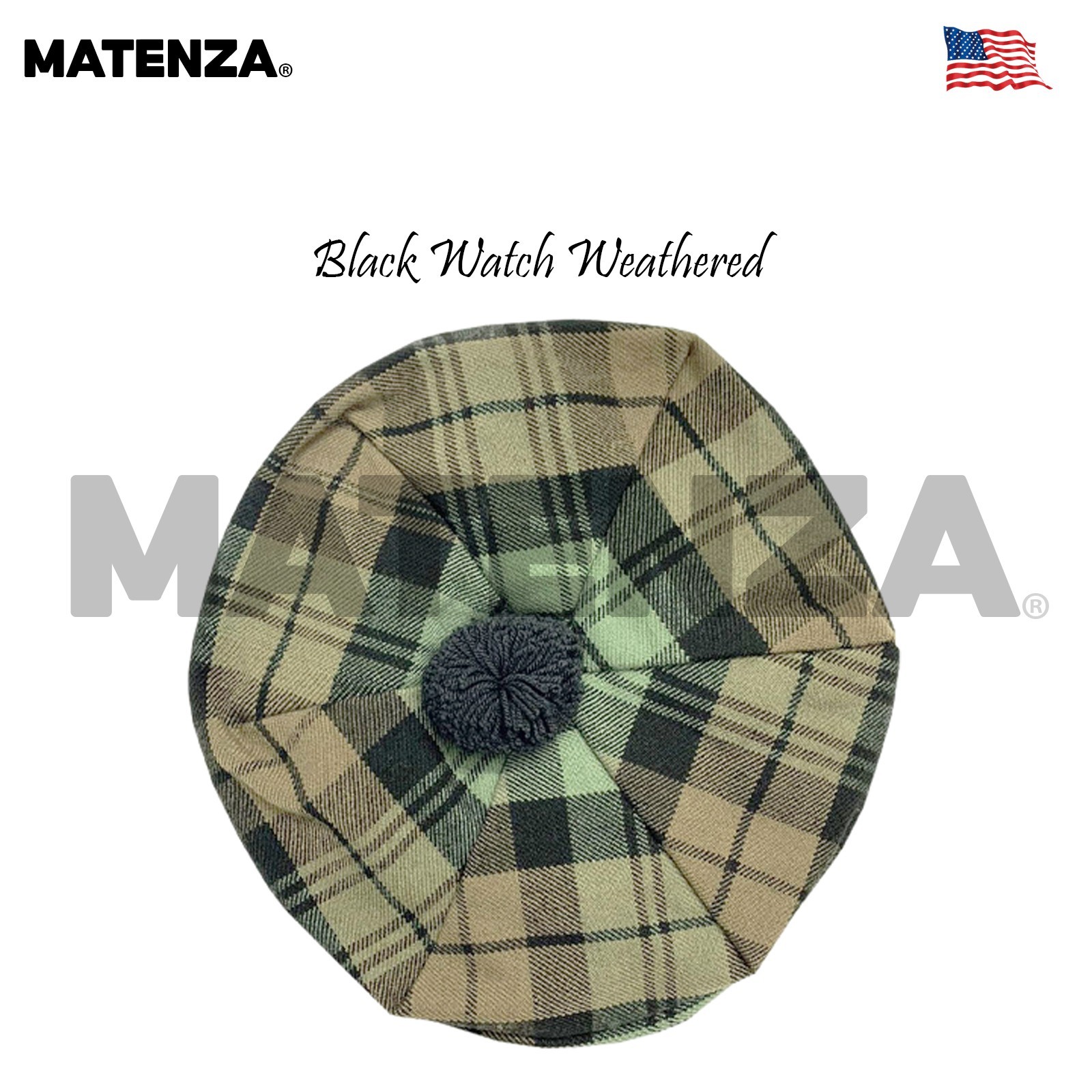 Black Watch Weathered Tartan 5Pc Kilt Accessories Scottish Dress Set