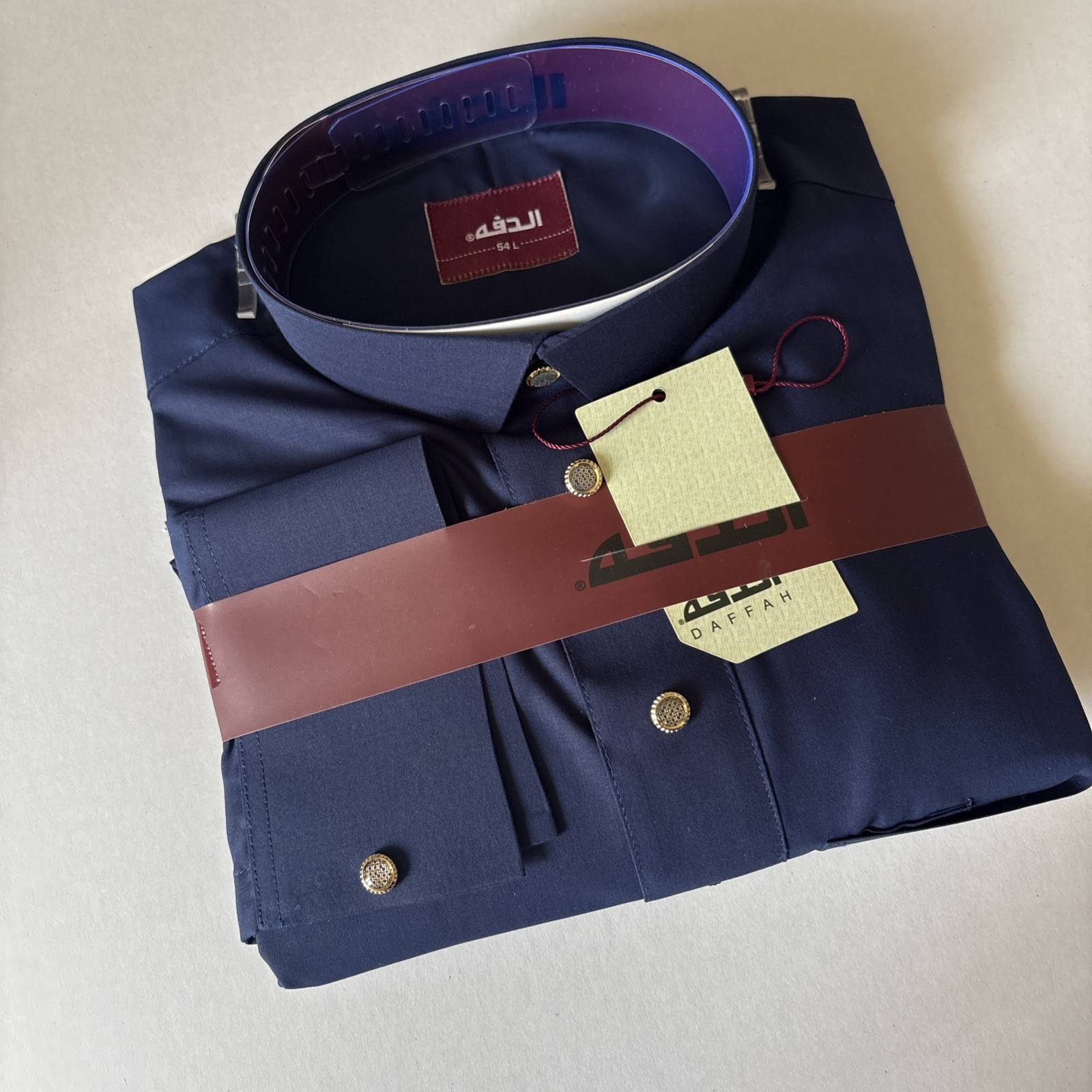 MEN Size 54L DAFFAH High Quality ALL SEASON Thobe CUFF SLEEVE SHIRT COLAR