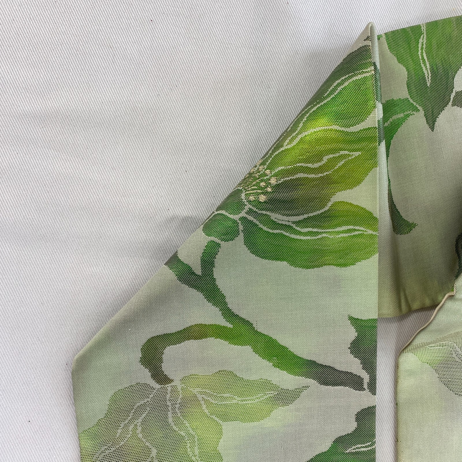 Japanese Vintage Kimono Nagoya Obi Silk Green Drit Traditional 137 x 12 in