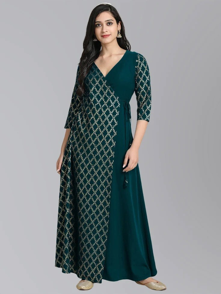 Floor Length Flared Angrakha Kurta