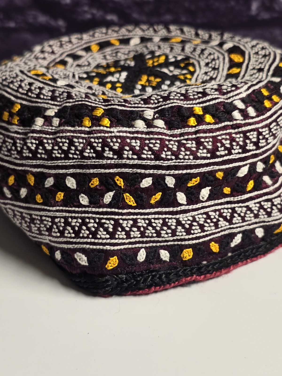 Turkmen Handmade Hat Embroidery Multicolored Tribal Vintage