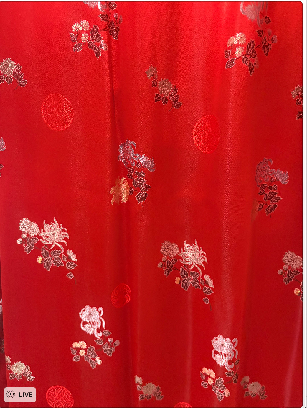 Peony Brand Chinese Satin Brocade & Embroidered Long Kimono Robe Size 38