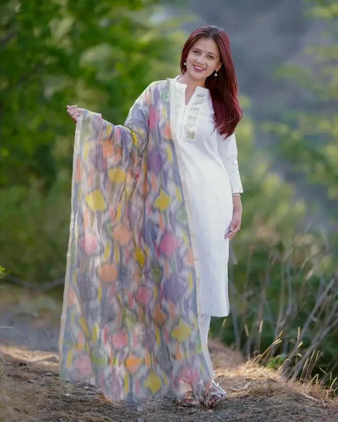 Bollywood Beautiful Kurti Pant Dupatta Women’s Designer Top Tunic Kurta Set
