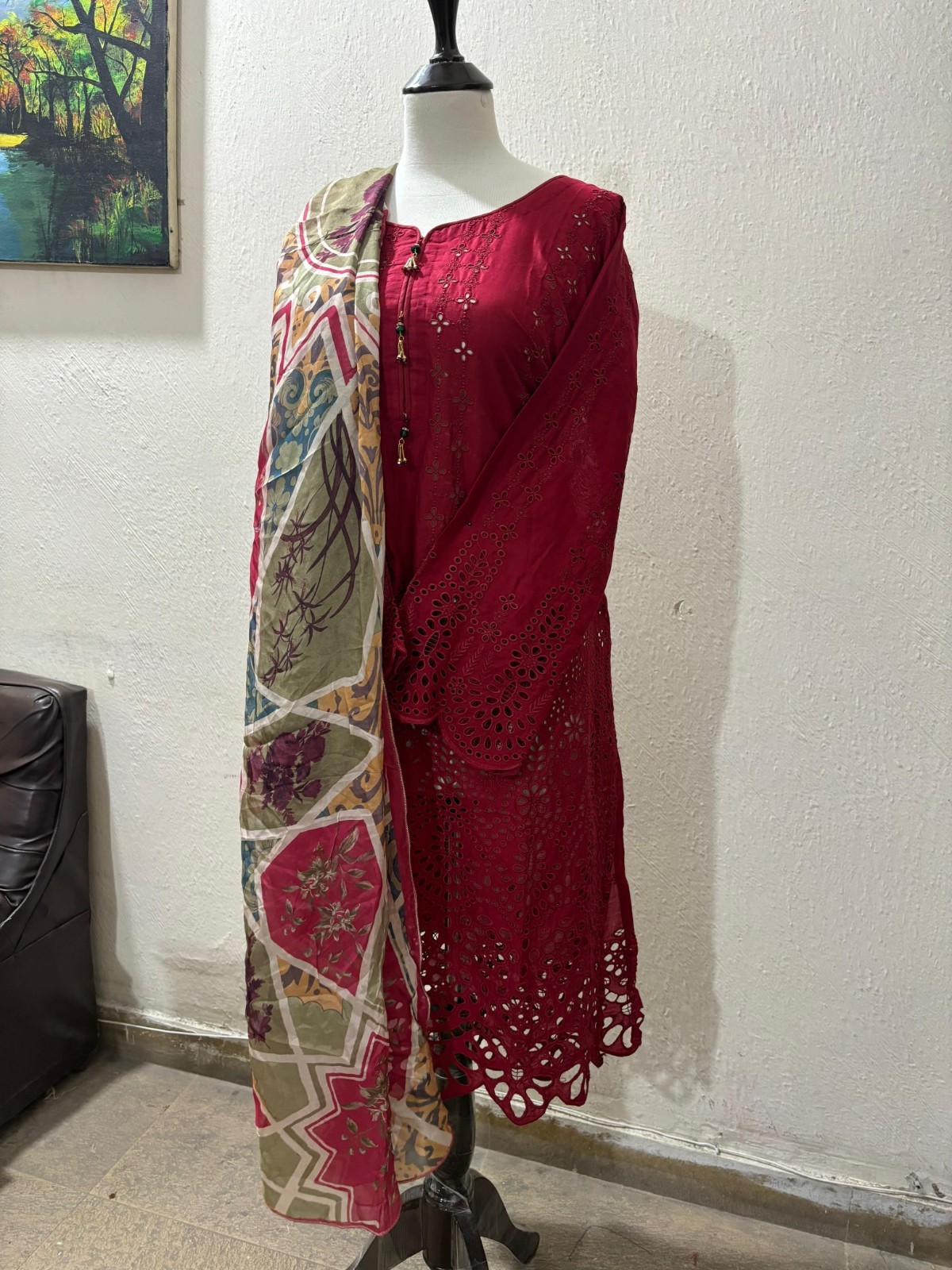 Charming Schiffli Dissolved Embroidered Lawn Suit with Digital Print Silk Dupata