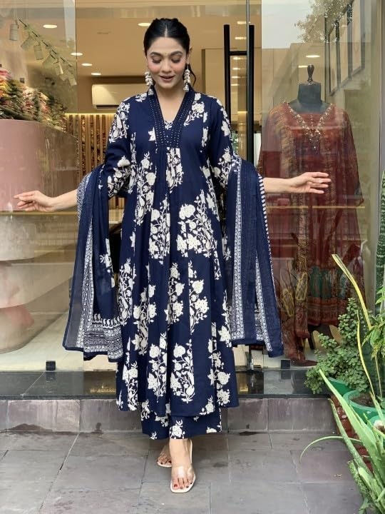 Women Printed A-Line Kurta Pant With Dupatta