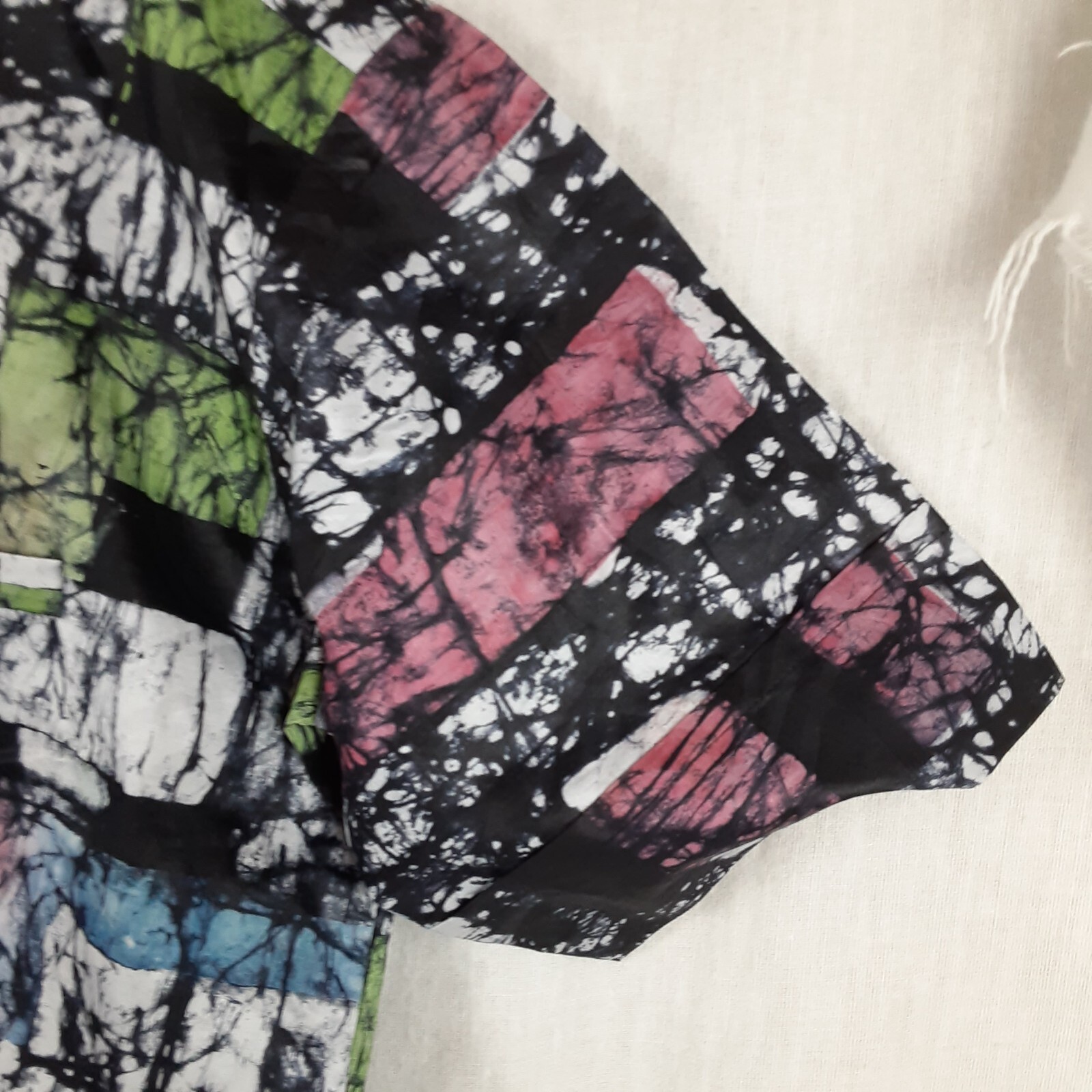 Mazino Made in Nigeria Short Sleeved Isiagu Top Multi Colored Pink Black Green