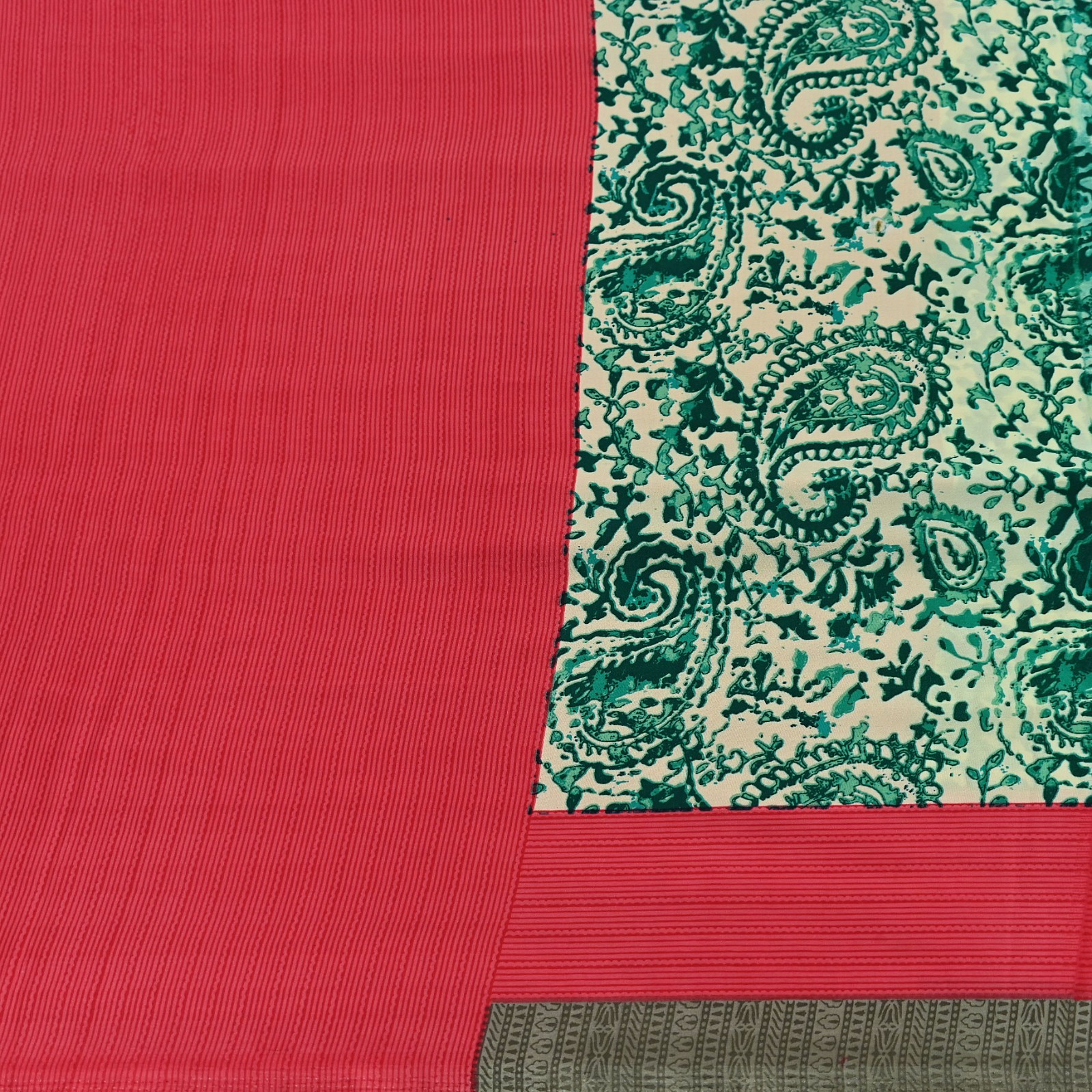 Indian Vintage Sari Pink & Ivory Moss Crepe Printed Sarees 6yd Craft Fabric soft