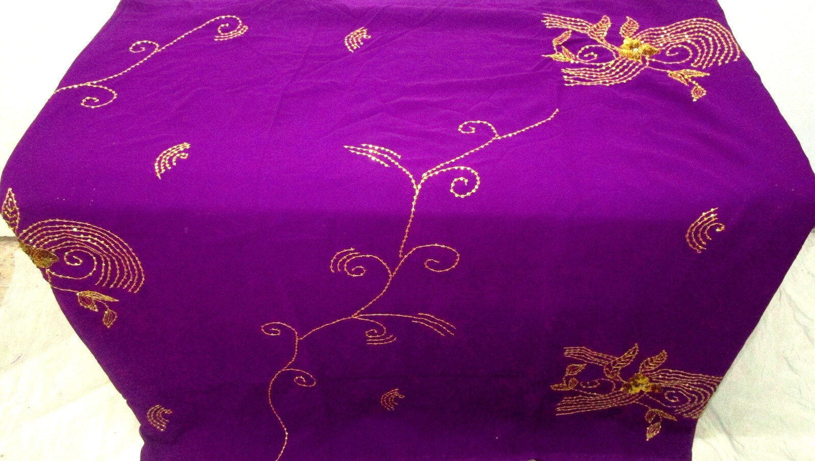 WEARABLE UNUSED Sari Saree Sequins HAND WORK PARTY BEAUTY E760 Magenta DS ARJ