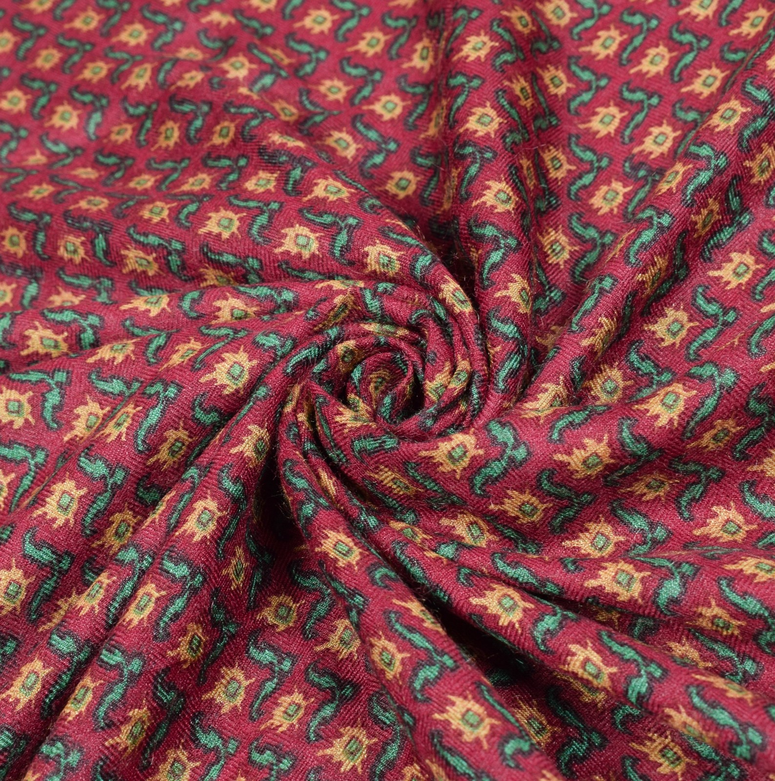 Sushila Vintage BRANDED Magenta Saree Pure Woolen Floral Print Soft Sari Fabric