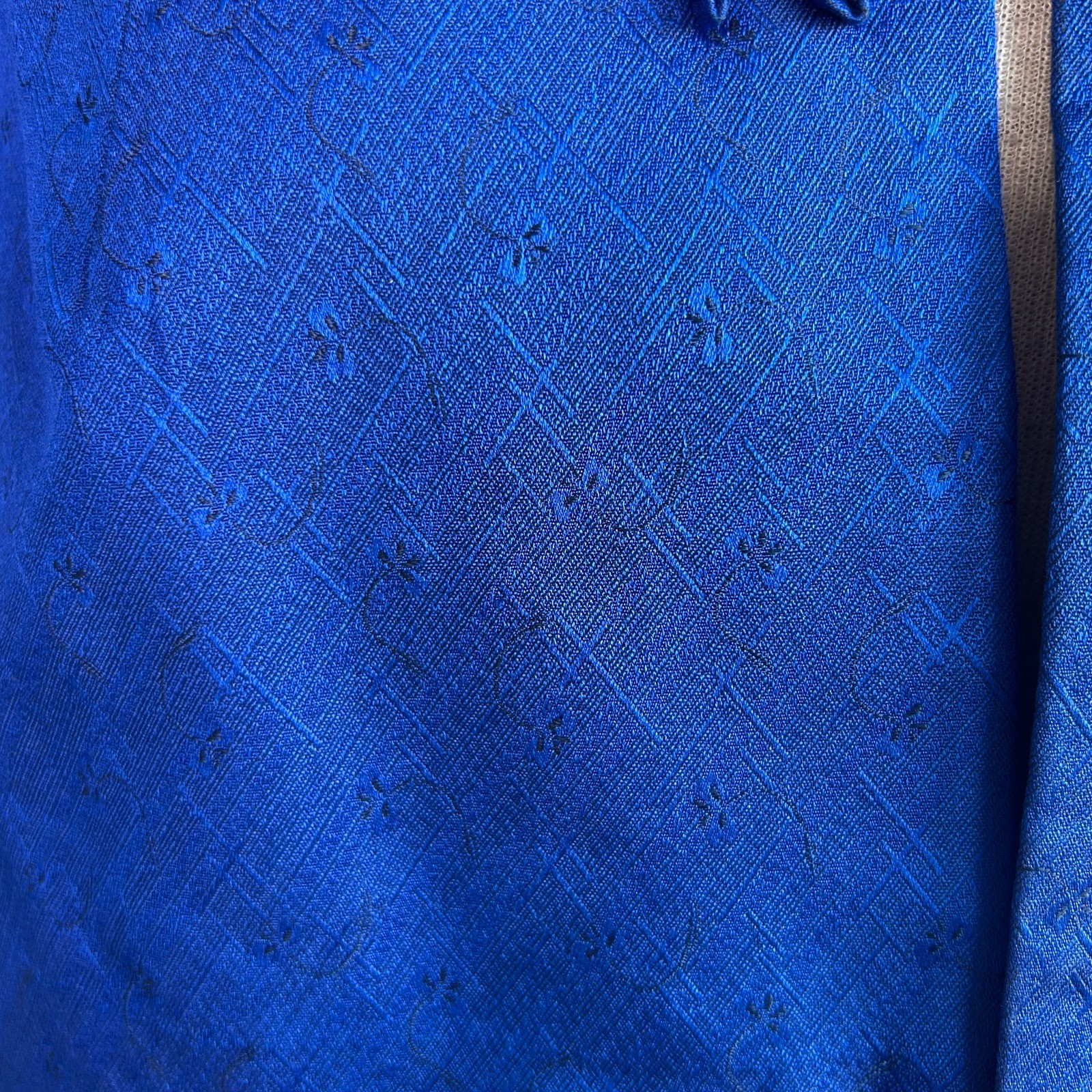 Vintage Asian Chinese Royal Blue Print Kimono Jacket Coat Handmade