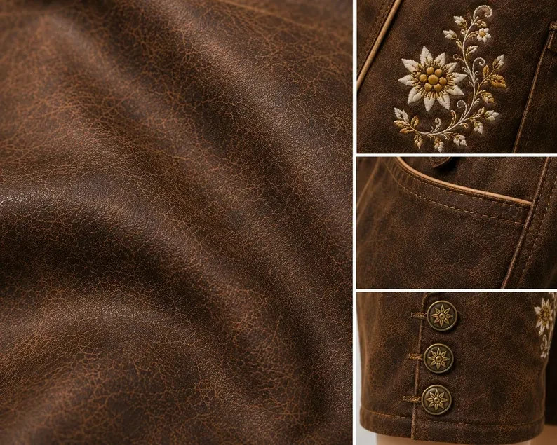 Lederhosen Shorts for Couples, Custom Traditional German Leather Trachten