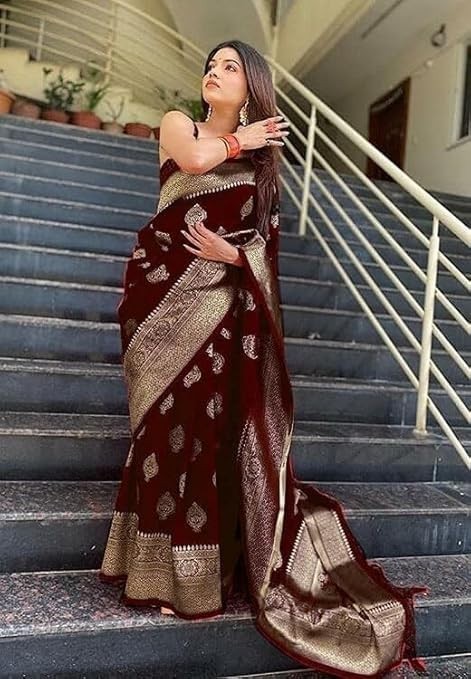 Women’s Pure Kanjivaram Silk Saree Soft Design With Blouse Piece For Wedding