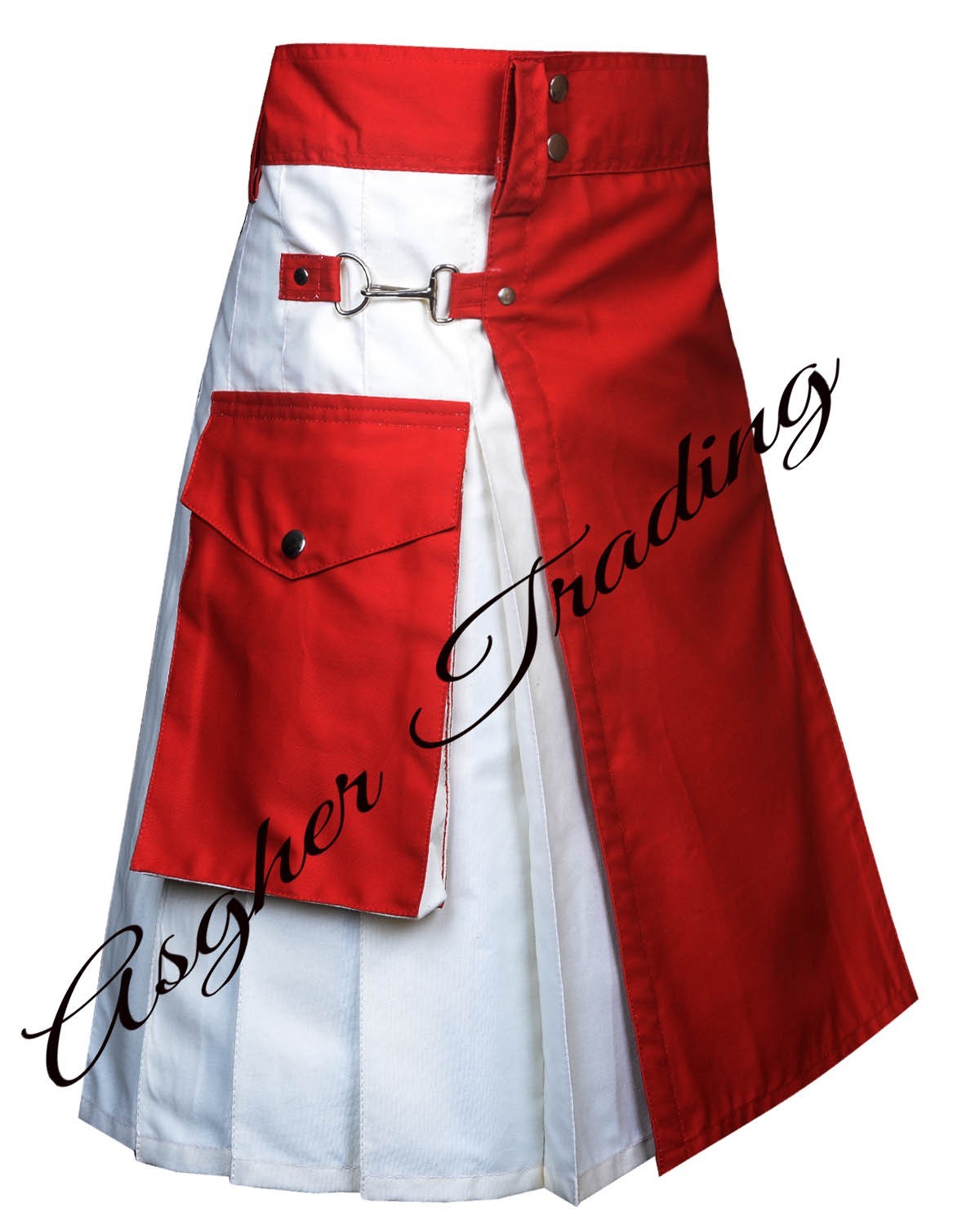 Handmade Scottish Christmas Kilt – Red & White Hybrid Utility Kilt – Custom Made