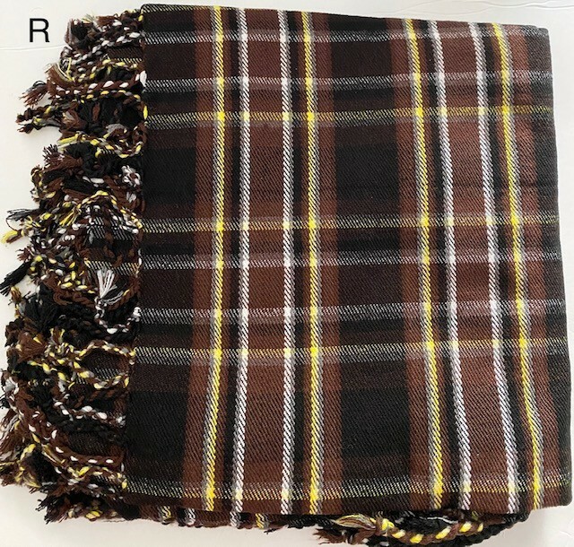 Scottish Traditional Tartan Fly Plaid Hands Fringed Acrylic Wool Scarf Rolled Sh