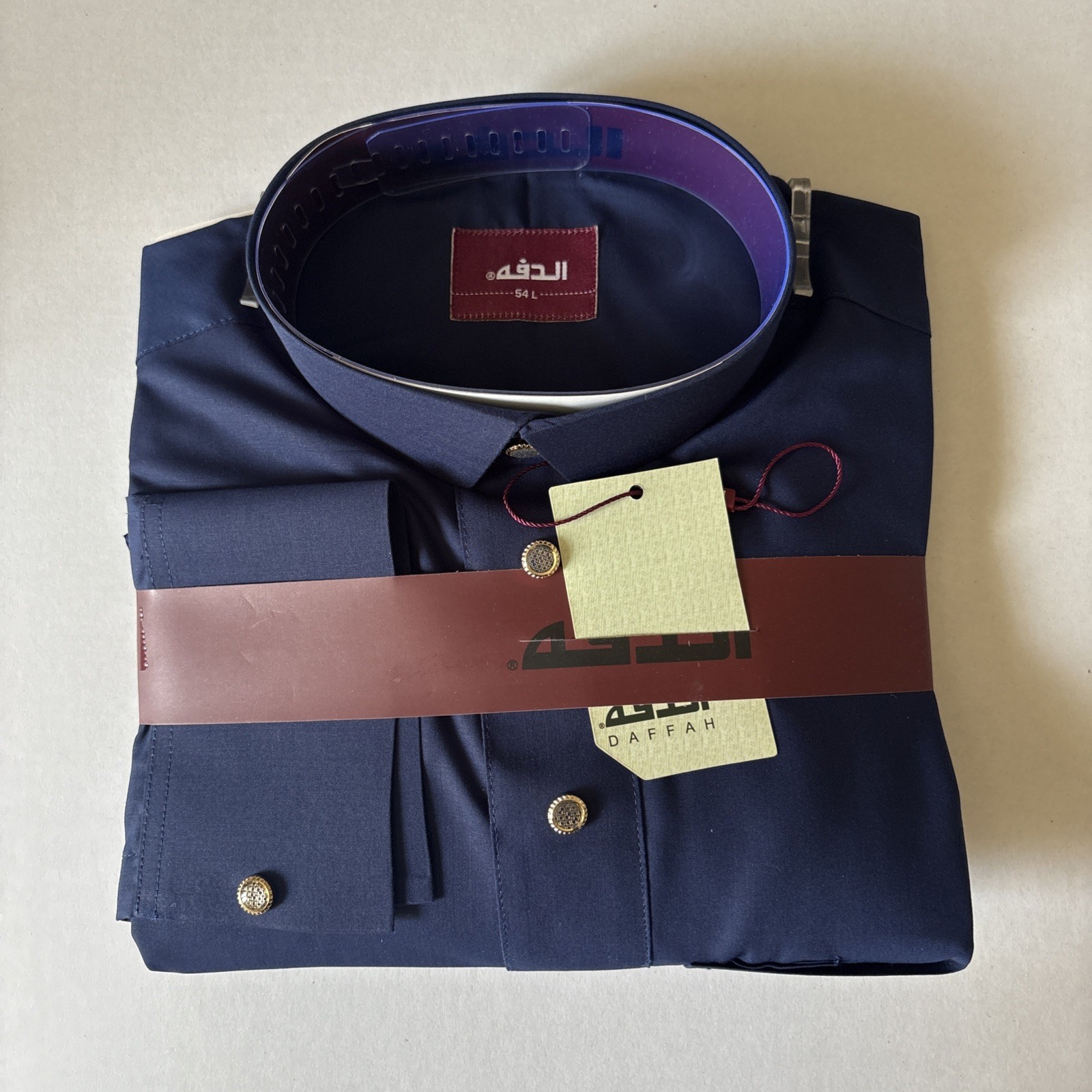 MEN Size 54L DAFFAH High Quality ALL SEASON Thobe CUFF SLEEVE SHIRT COLAR