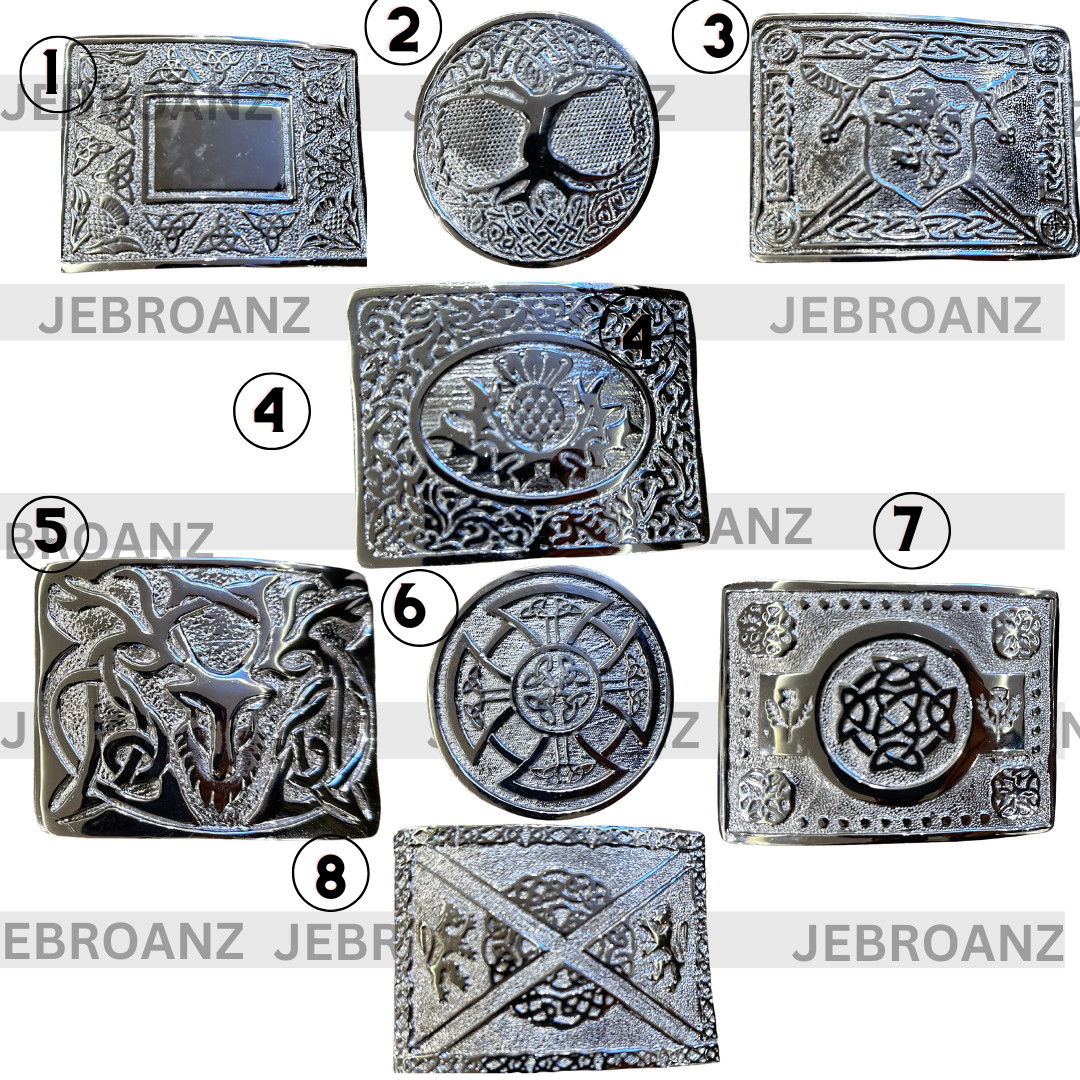 Scottish Kilt Belt Buckles Various Design Highland Celtic Thistle Chrome Buckles
