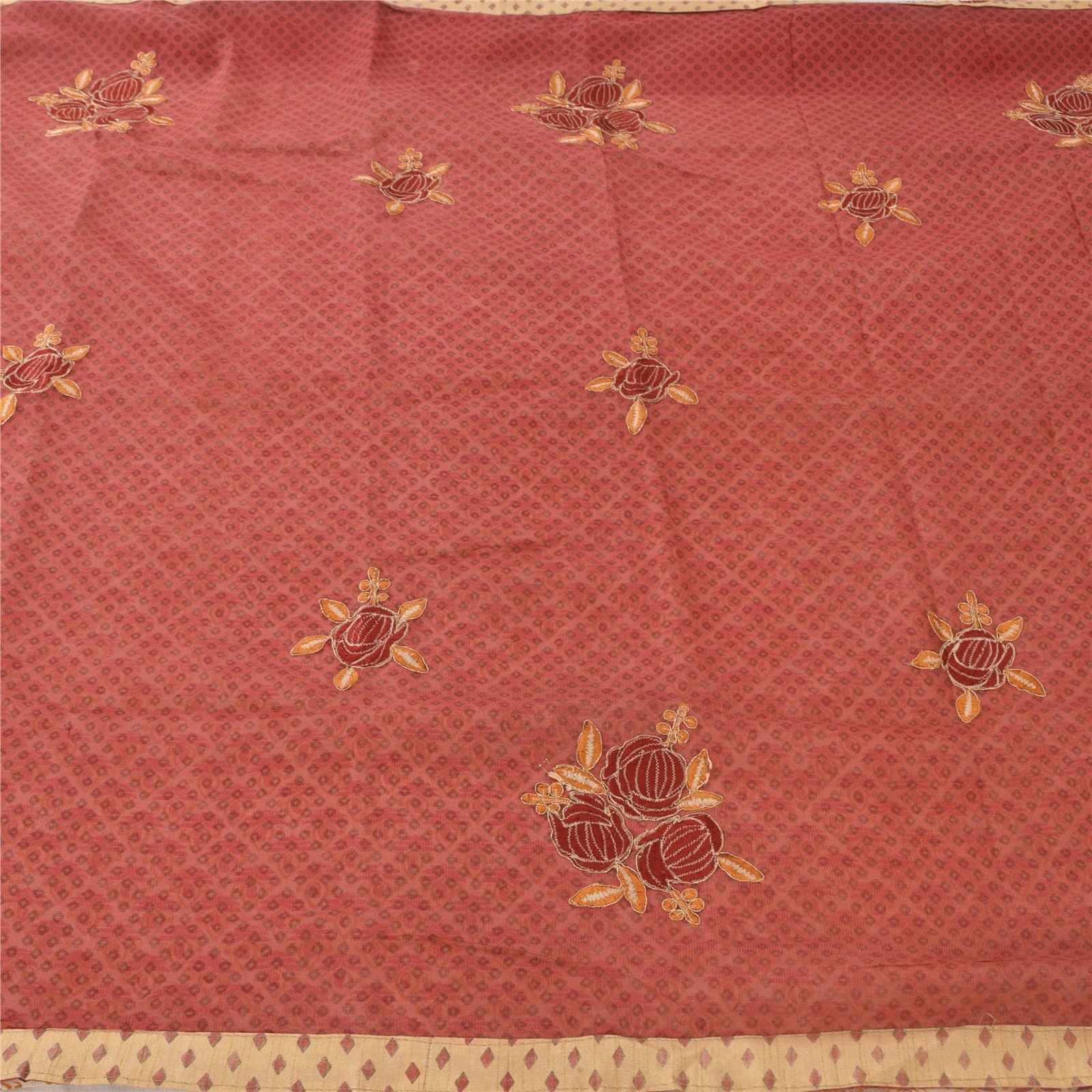 Sanskriti Vintage Sarees Pure Cotton Embroidered Printed Kota Sari Craft Fabric