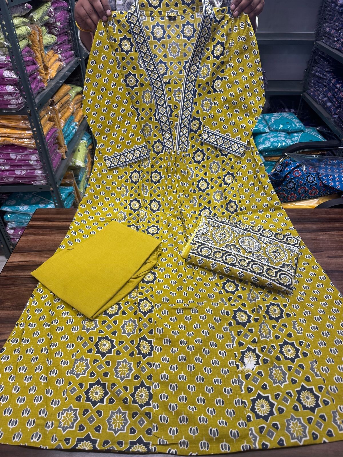 A-line Kurta & Kurti Set Indian Designer Stitched Palazzo Kurta Dupatta Suit Set