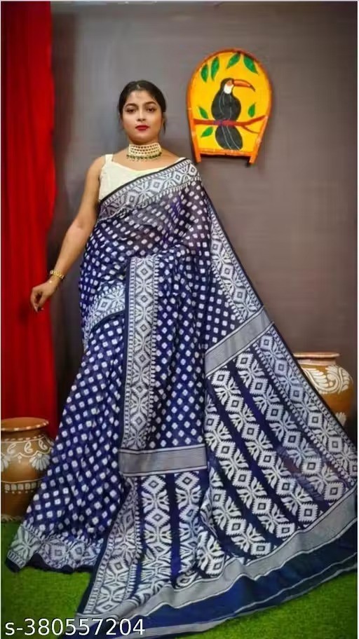 Traditional Bengali Handmade Jamdani Saree With Unstitched Bloused Wedding Wear