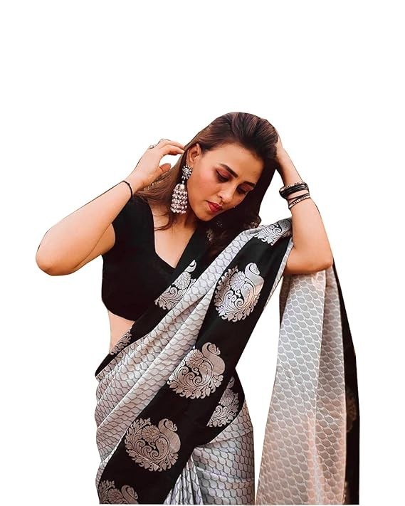 Women’s Woven Kanjivaram Soft Lichi Silk Saree With Blouse Piece