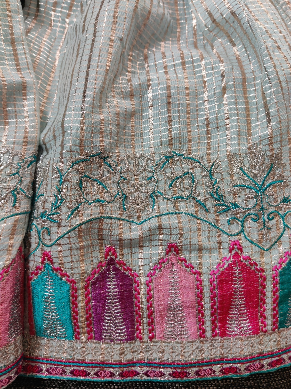 J. Pakistani chiffon gharara Aqua Blue Pink Girls 3-4 Years