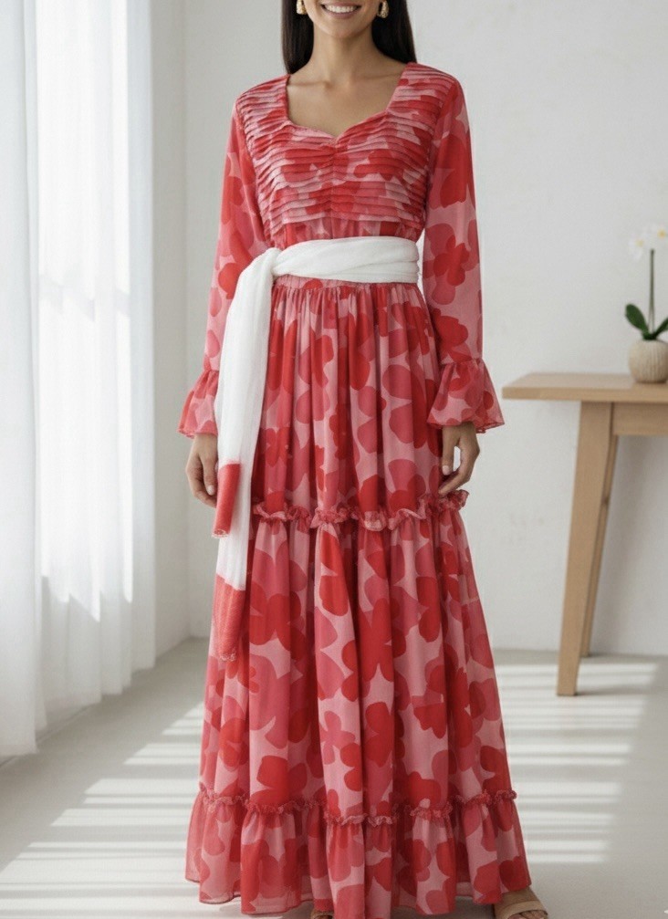 Pink Ethiopian Traditional Dress Chiffon ￼