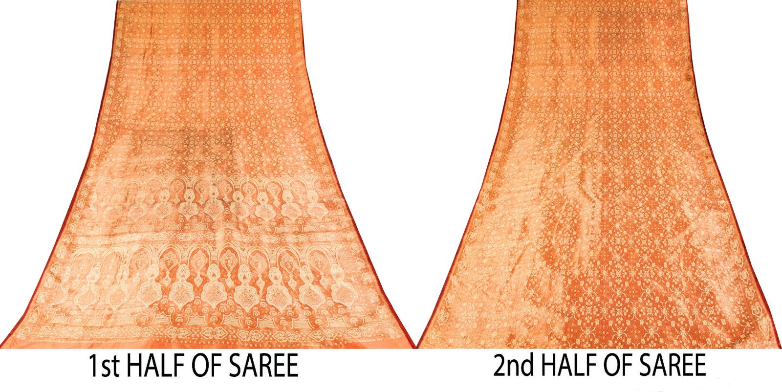 Sanskriti Vintage Peach Blend Silk Saree Banarasi Brocade Tanchoi Woven 5.5Ysari