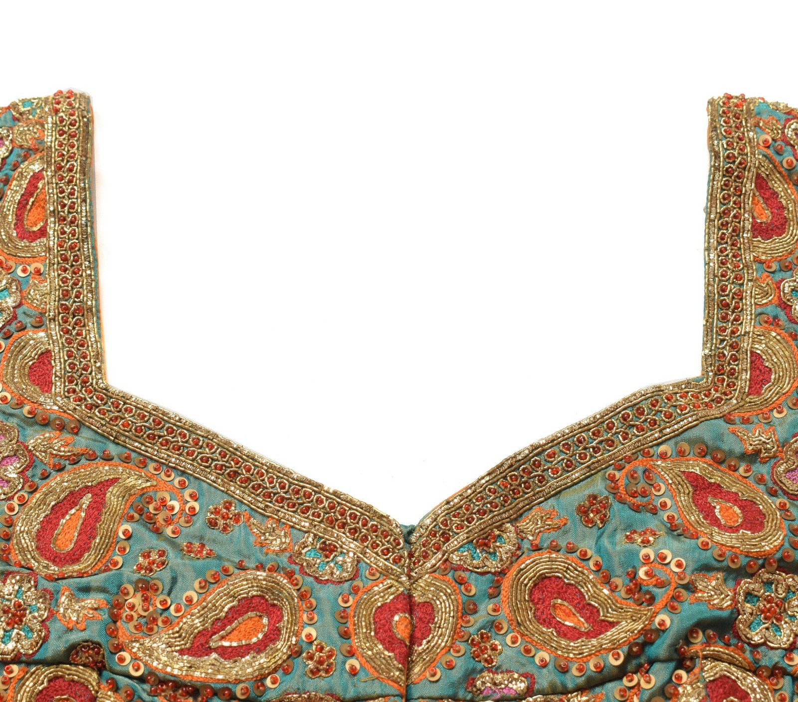 Sushila Vintage Readymade HEAVY Sari Blouse Hand Beaded Designer Silk Choli 30″