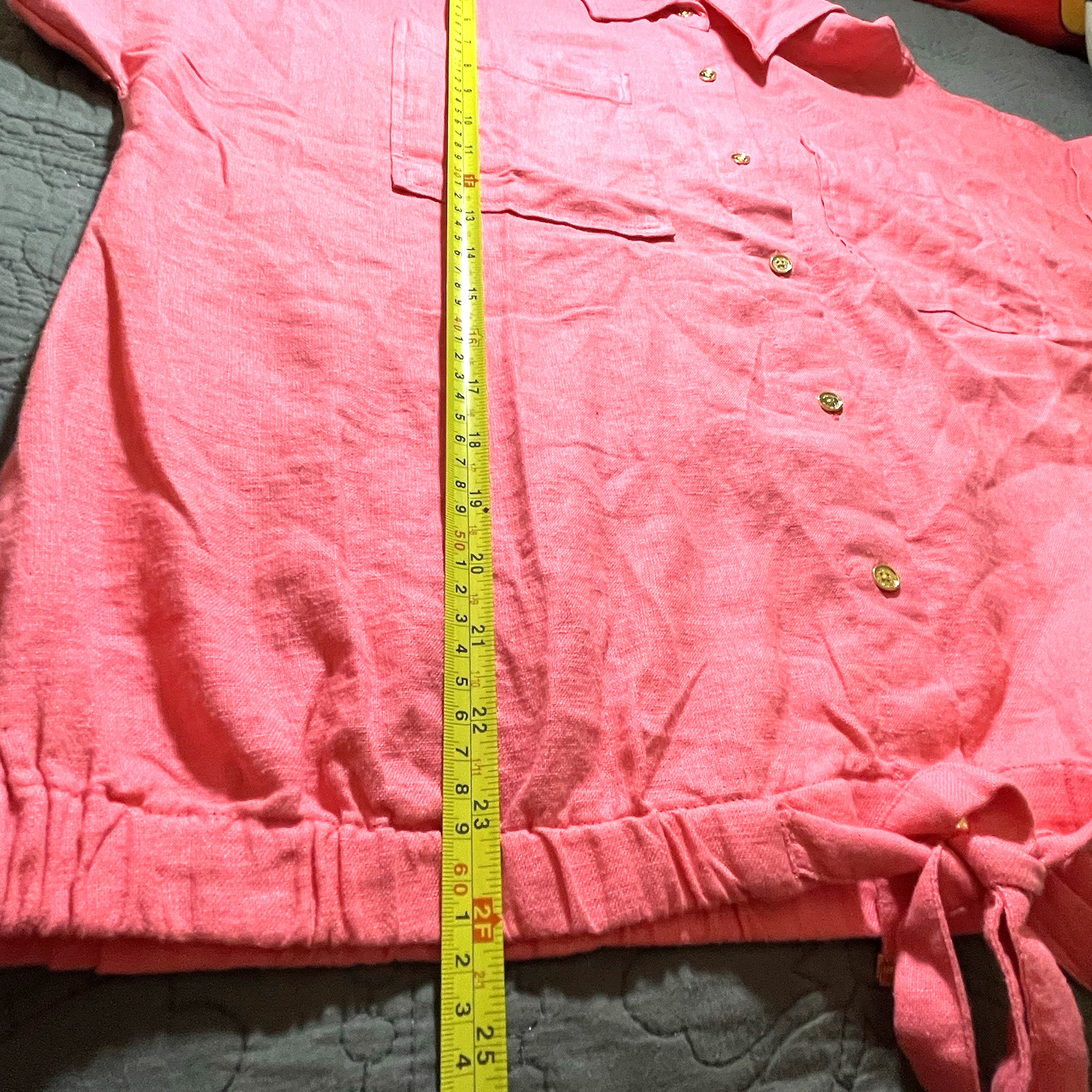 MICHAEL KORS Women’s Button-Down Waist Tie Blouse in Camelia Rose. Size: 1X NWT