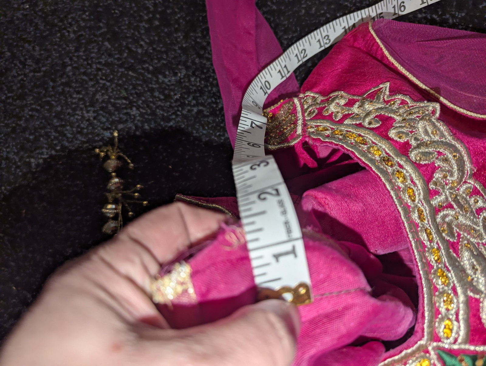 Pink Gold Green Salwar Suit Handmade Embroidered Shirt Only