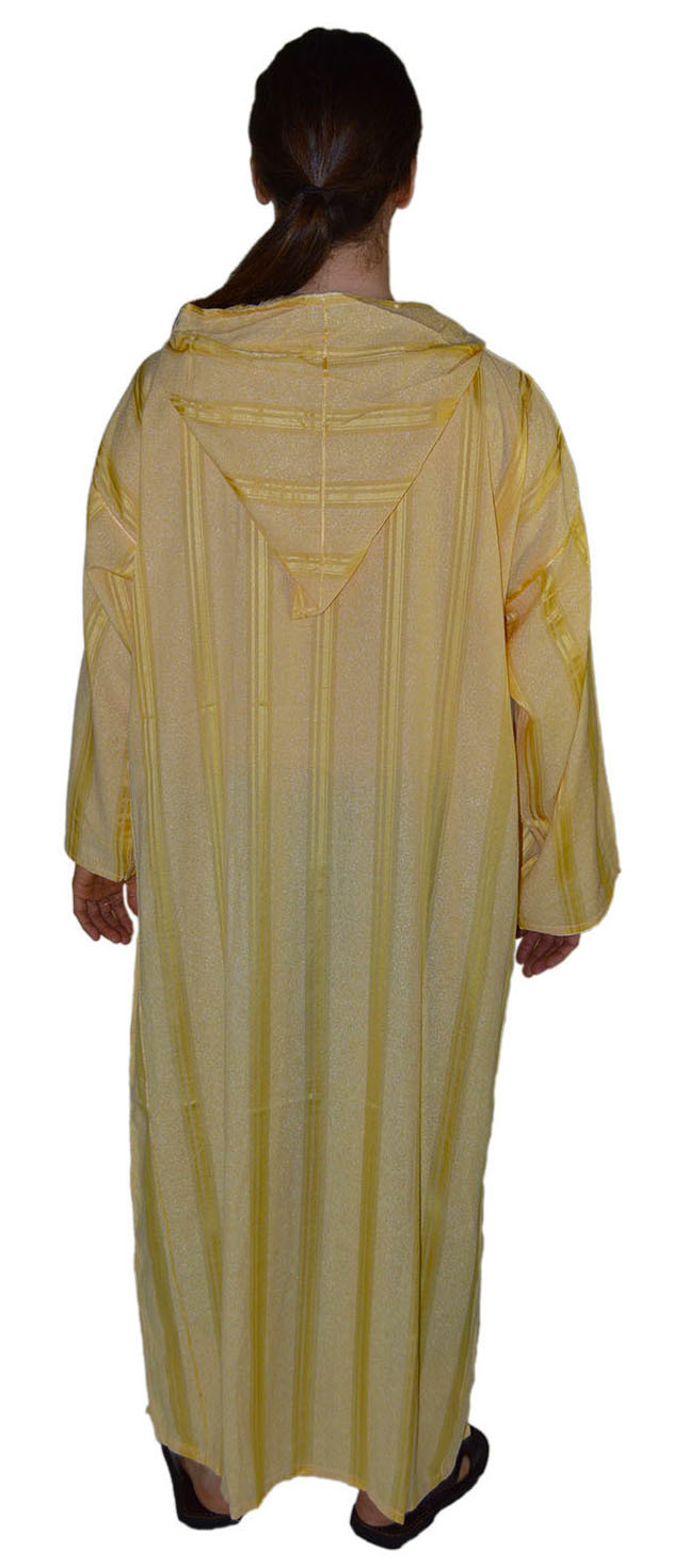 Moroccan Men Djellaba Hooded Caftan Kaftan Thobe Abaya Handmade Arab Gold