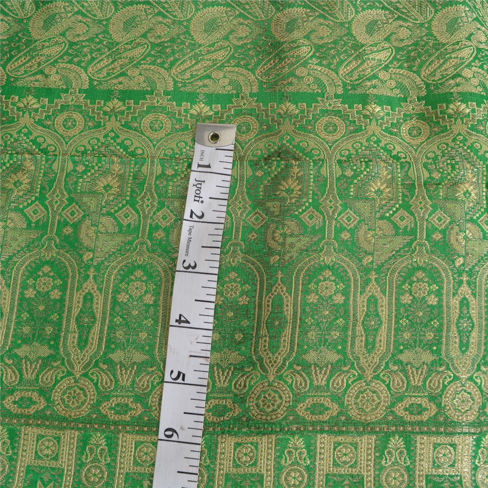 Sanskriti Vintage Green Sarees Pure Silk Zari Hand Woven Brocade Banarasi 4.5+YD