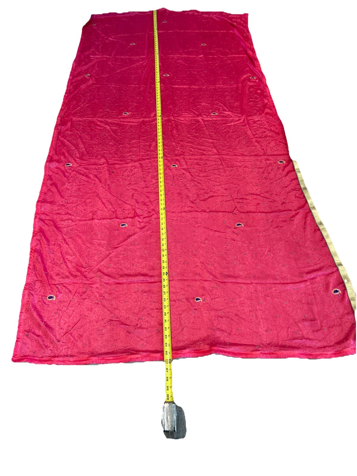 Vintage Pink w/ Blue Drop Sarees Pure Silk Floral Paisley Gold
