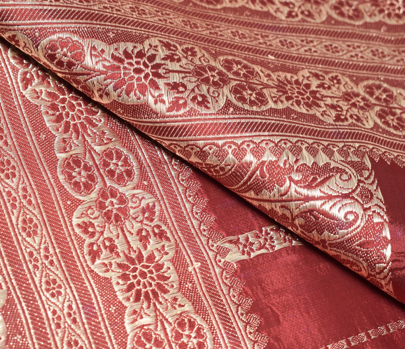 Sushila Vintage Heavy Saree Blend Satin Silk Banarasi Brocade Woven Sari Fabric